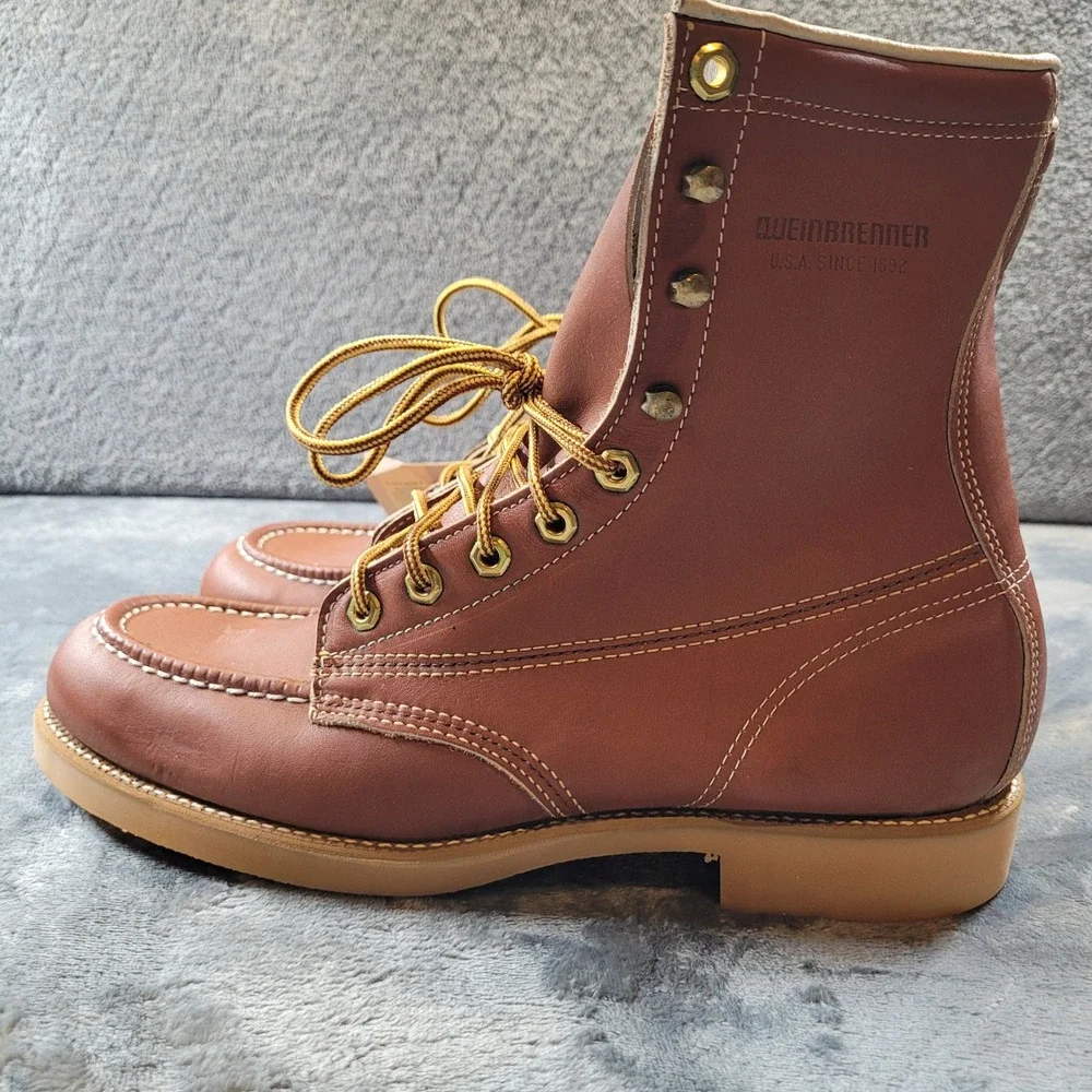 Vintage Weinbrenner American Heritage Mens 11 C Brown Leather Moc Toe Work Boots